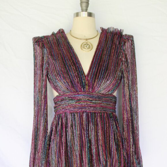 REBECCA VALLANCE Casey Maxi gown dress backless Vintage Disco fortuny plum NWT - Picture 7 of 12